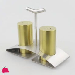 Modern Stainless Steel Salt And Pepper Shaker Set With Stand