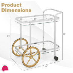 Silver Brass And Glass Bar Cart Mini Bar Tea Trolley Rectangular