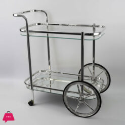 Silver Brass And Glass Bar Cart Mini Bar Tea Trolley Rectangular
