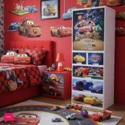 Sonati Mc Queen Cars Wardrobe Multipurpose Staorage Drawer - Toy Almari Hanging Portion Cupboard Decorative Style - Almari Cabinet Portable  With 7 Drawer