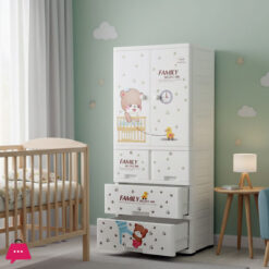 Sonati Wardrobe Multipurpose Staorage Drawer - Toy Almari Hanging Portion Cupboard Decorative Style - Almari Cabinet Portable With 6 Drawer