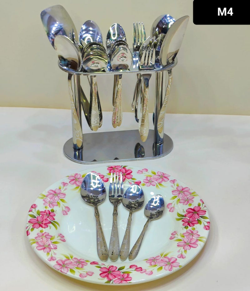 Stainless Steel Cutlery Set With Stand 23-Piece 6 Stainless Steel Cutlery Set With Stand 23-Piece