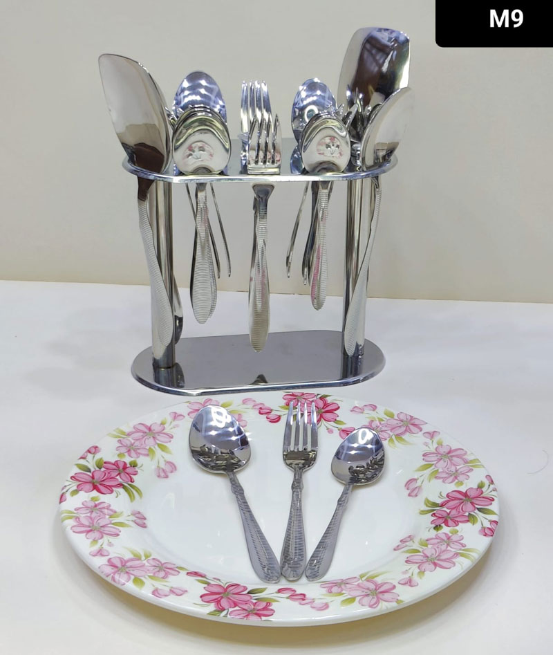 Stainless Steel Cutlery Set With Stand 23-Piece 7 Stainless Steel Cutlery Set With Stand 23-Piece