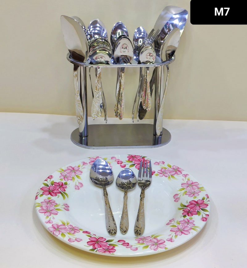 Stainless Steel Cutlery Set With Stand 23-Piece 8 Stainless Steel Cutlery Set With Stand 23-Piece