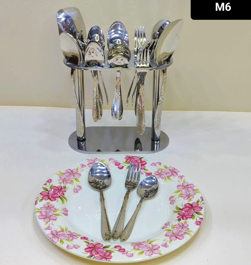 Stainless Steel Cutlery Set With Stand 23-Piece 9 Stainless Steel Cutlery Set With Stand 23-Piece