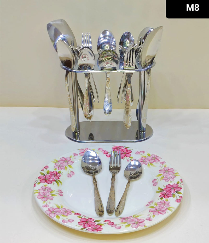 Stainless Steel Cutlery Set With Stand 23-Piece 10 Stainless Steel Cutlery Set With Stand 23-Piece