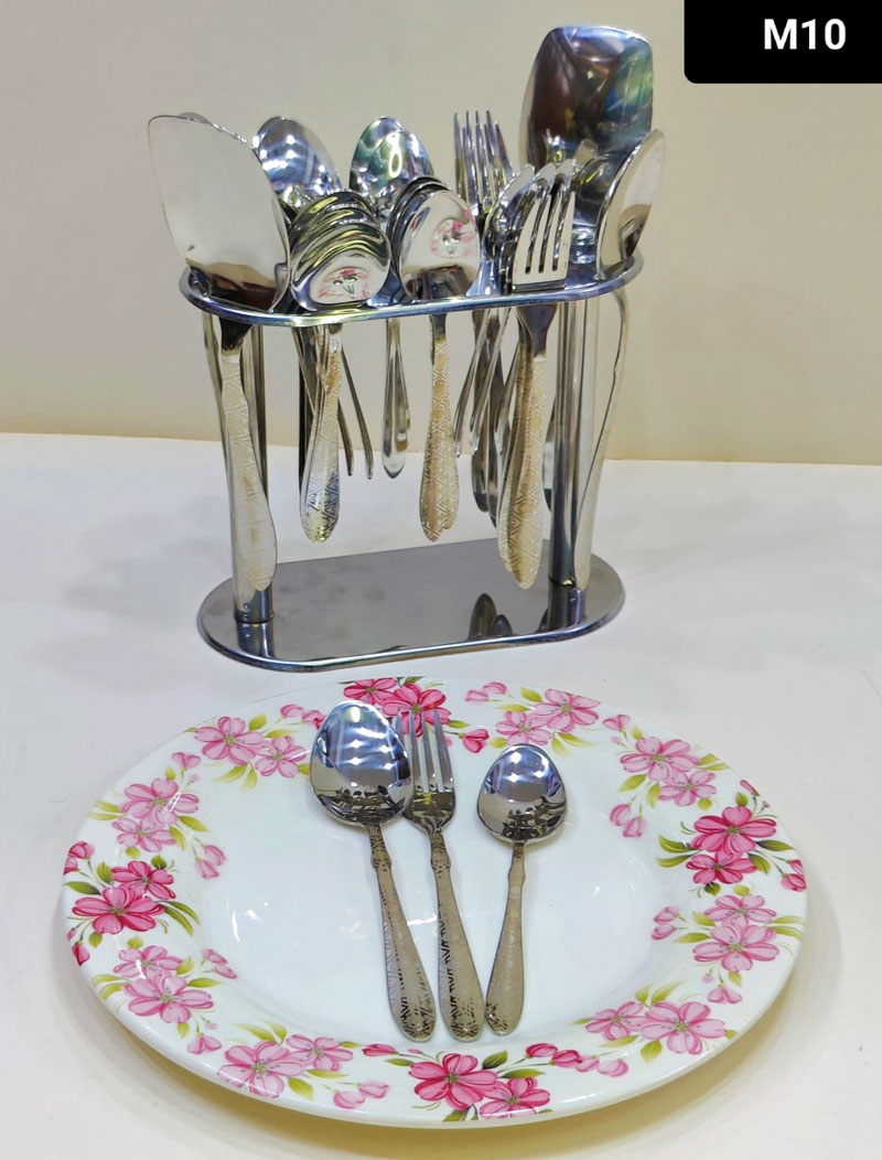 Stainless Steel Cutlery Set With Stand 23-Piece 11 Stainless Steel Cutlery Set With Stand 23-Piece