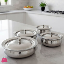 Stainless Steel Handi Set 4-Pieces Serving Handi Modern Design