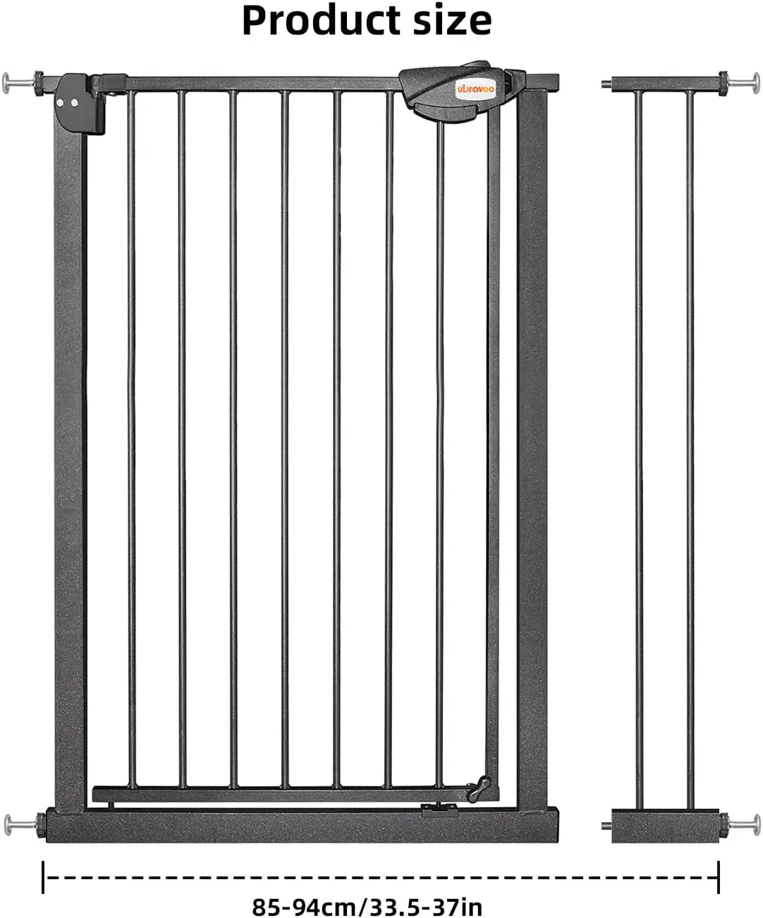 Ubravoo Baby Gate For Doors And Stairs, Height 100 Cm, Safety Pet Gate, Automatic Closure, Triple Locking, Jlb-Md01