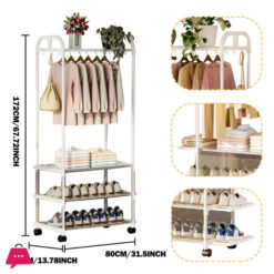 White Clothes Shoe Organizer Wardrobe Hanger Clothes Rack