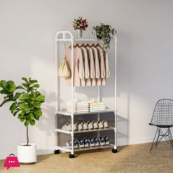 White Clothes Shoe Organizer Wardrobe Hanger Clothes Rack