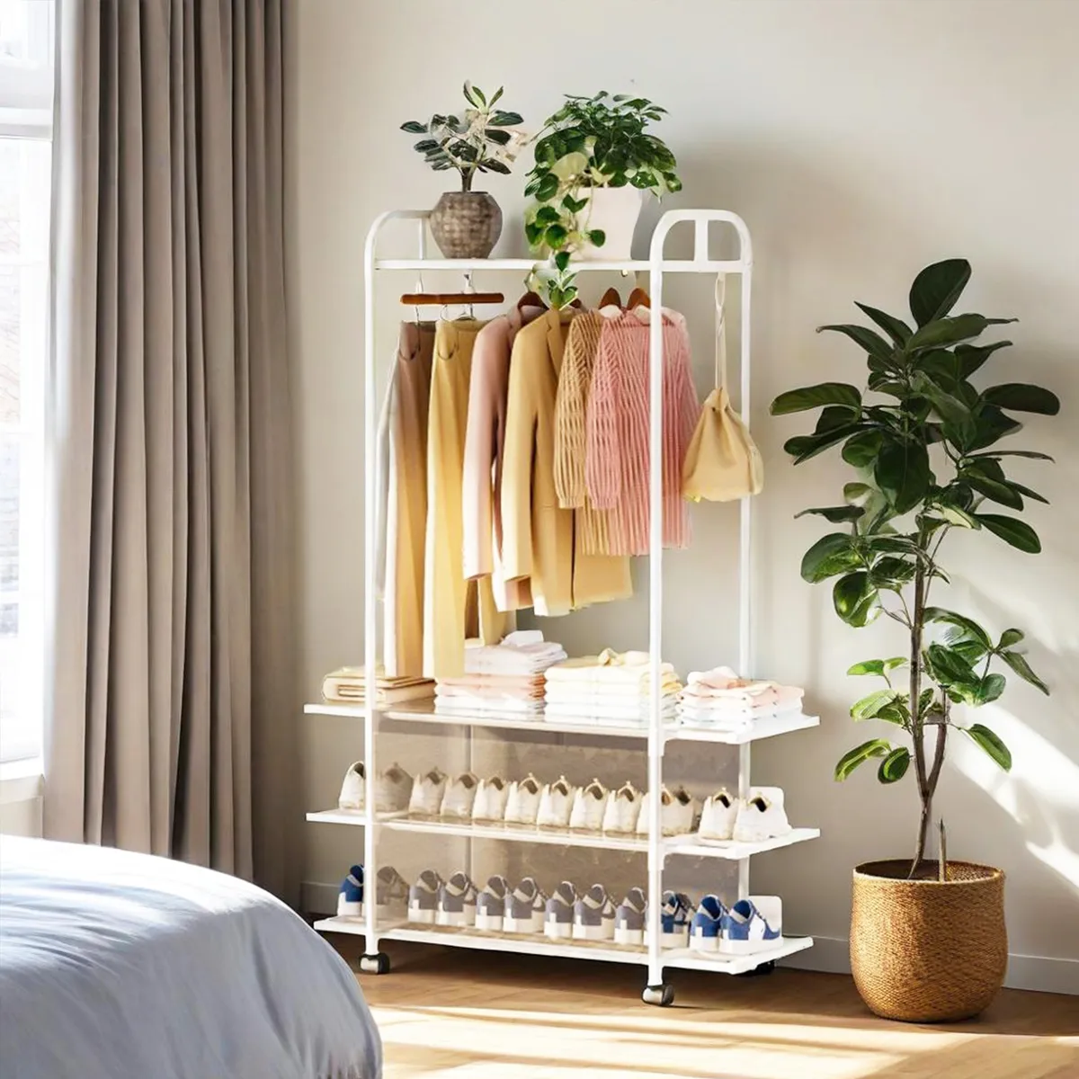 White Clothes Shoe Organizer Wardrobe Hanger Clothes Rack 11 White Clothes Shoe Organizer Wardrobe Hanger Clothes Rack