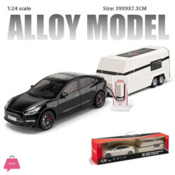 1:24 Scale Tesla Model 3 Trailer Rv Model Children'S Toy Car With Sound And Light