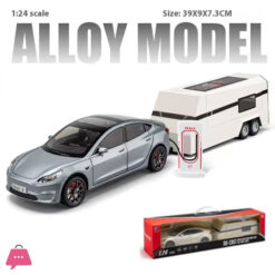 1:24 Scale Tesla Model 3 Trailer Rv Model Children'S Toy Car With Sound And Light