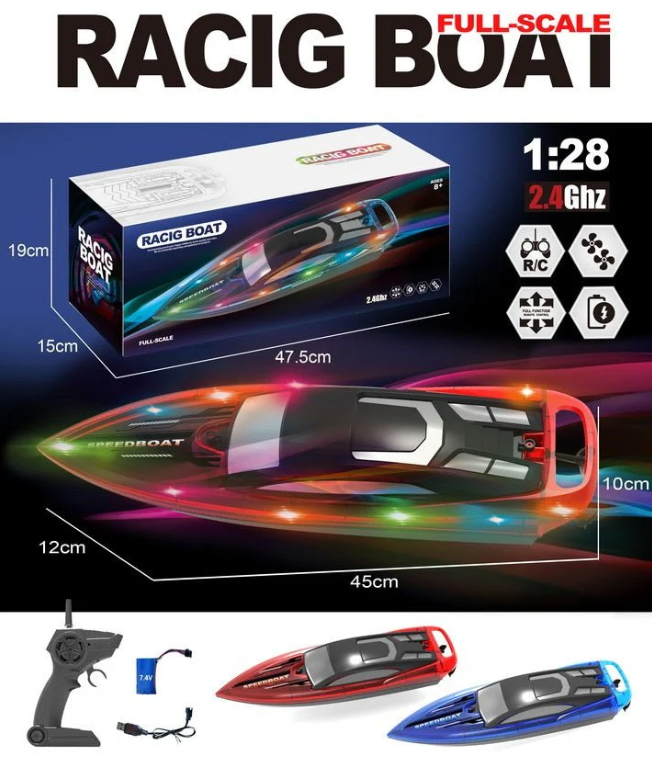 1:28 Scale Rc Waterproof High Speed Boat 2.4G Radio Control With Led 3 1:28 Scale Rc Waterproof High Speed Boat 2.4G Radio Control With Led