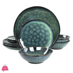 12 Piece Stoneware Dinnerware Set (Green)