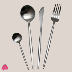 18/10 Stainless Steel Matte Flatware Cutlery Set Of 4 Pieces 12 18/10 Stainless Steel Matte Flatware Cutlery Set Of 4 Pieces