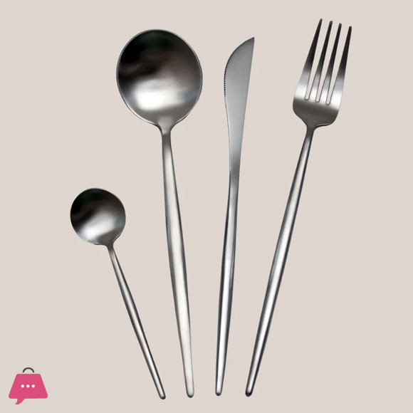 18/10 Stainless Steel Matte Flatware Cutlery Set Of 4 Pieces 3 18/10 Stainless Steel Matte Flatware Cutlery Set Of 4 Pieces - Image 2
