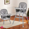 2-In-1 Folding High Chair With Height Adjustment 5-Point Safety Harness, Removable Dual Trays &Amp; Pu Cushion And Non-Slip Metal Legs - Lightweight