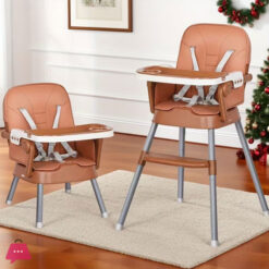 2-In-1 Folding High Chair With Height Adjustment 5-Point Safety Harness, Removable Dual Trays &Amp; Pu Cushion And Non-Slip Metal Legs - Lightweight