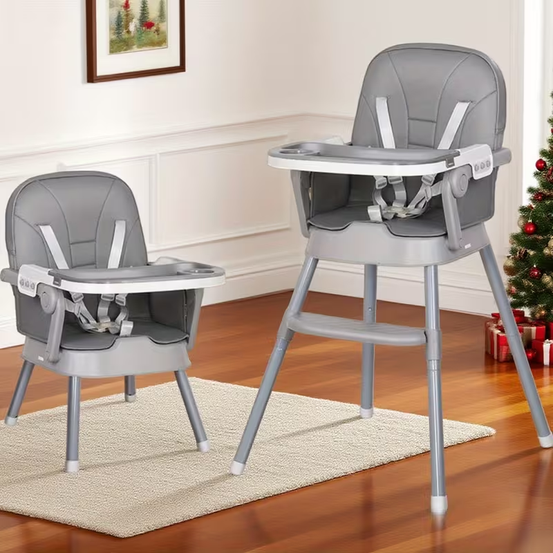 2-In-1 Folding High Chair With Height Adjustment 5-Point Safety Harness, Removable Dual Trays &Amp; Pu Cushion And Non-Slip Metal Legs - Lightweight 11 2-In-1 Folding High Chair With Height Adjustment 5-Point Safety Harness, Removable Dual Trays &Amp; Pu Cushion And Non-Slip Metal Legs - Lightweight