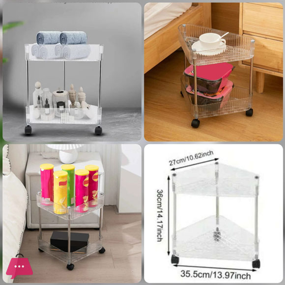 2 Tier Acrylic Triangle Storage Cart With 360° Swivel Wheels 3 2 Tier Acrylic Triangle Storage Cart With 360° Swivel Wheels - Image 2