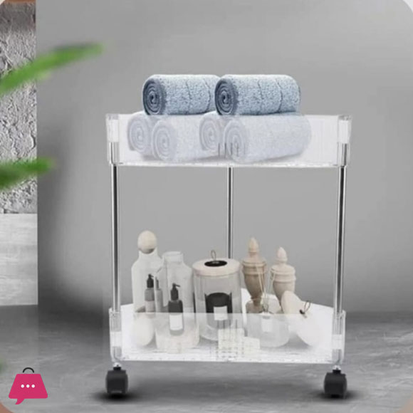 2 Tier Acrylic Triangle Storage Cart With 360° Swivel Wheels 4 2 Tier Acrylic Triangle Storage Cart With 360° Swivel Wheels - Image 3