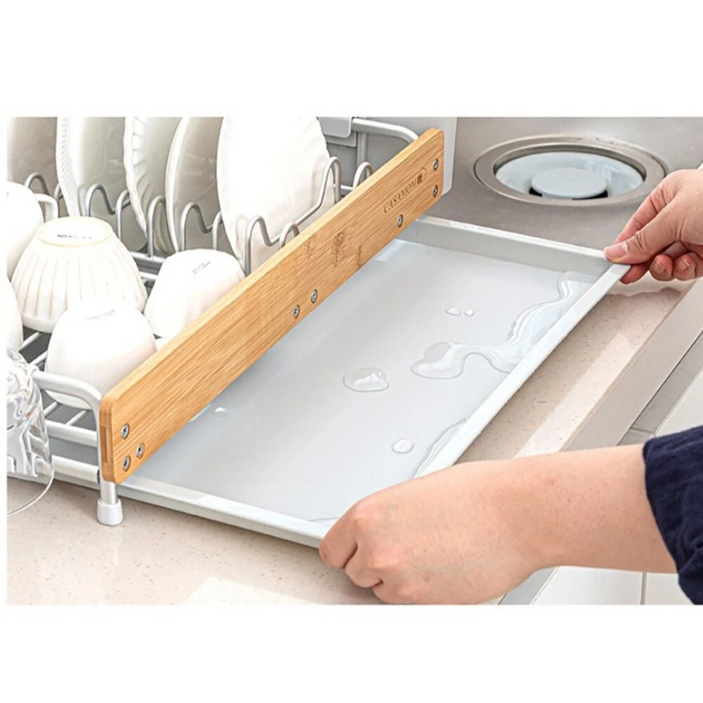 2 Tier Aluminum Dish Rack With Bamboo Frame 10 2 Tier Aluminum Dish Rack With Bamboo Frame