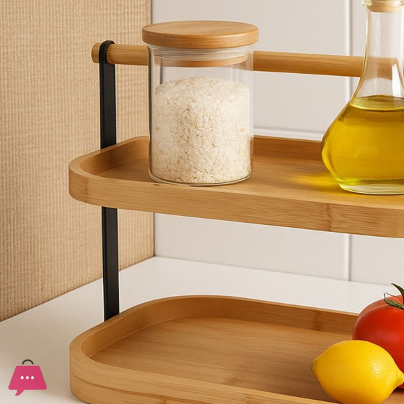 2-Tier Bamboo Dessert Stand Stylish And Durable Bamboo Multi-Use Shelf 3 2-Tier Bamboo Dessert Stand Stylish And Durable Bamboo Multi-Use Shelf - Image 2