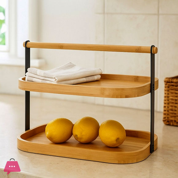 2-Tier Bamboo Dessert Stand Stylish And Durable Bamboo Multi-Use Shelf 4 2-Tier Bamboo Dessert Stand Stylish And Durable Bamboo Multi-Use Shelf - Image 3