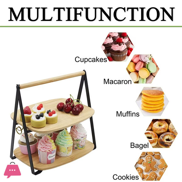 2-Tier Bamboo Serving Stand Modern Wood Display Cake Dessert Stand 6 2-Tier Bamboo Serving Stand Modern Wood Display Cake Dessert Stand - Image 4