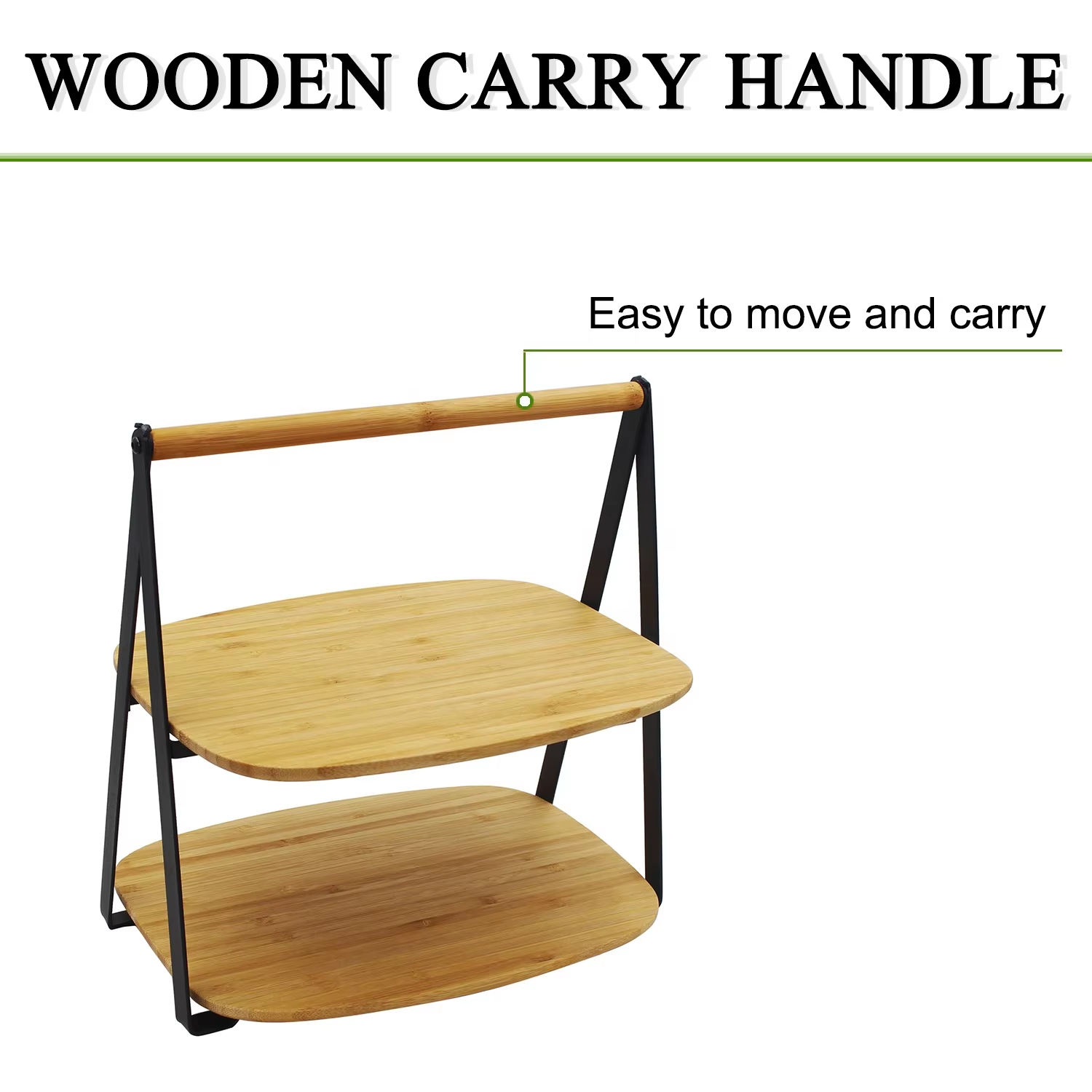 2-Tier Bamboo Serving Stand Modern Wood Display Cake Dessert Stand