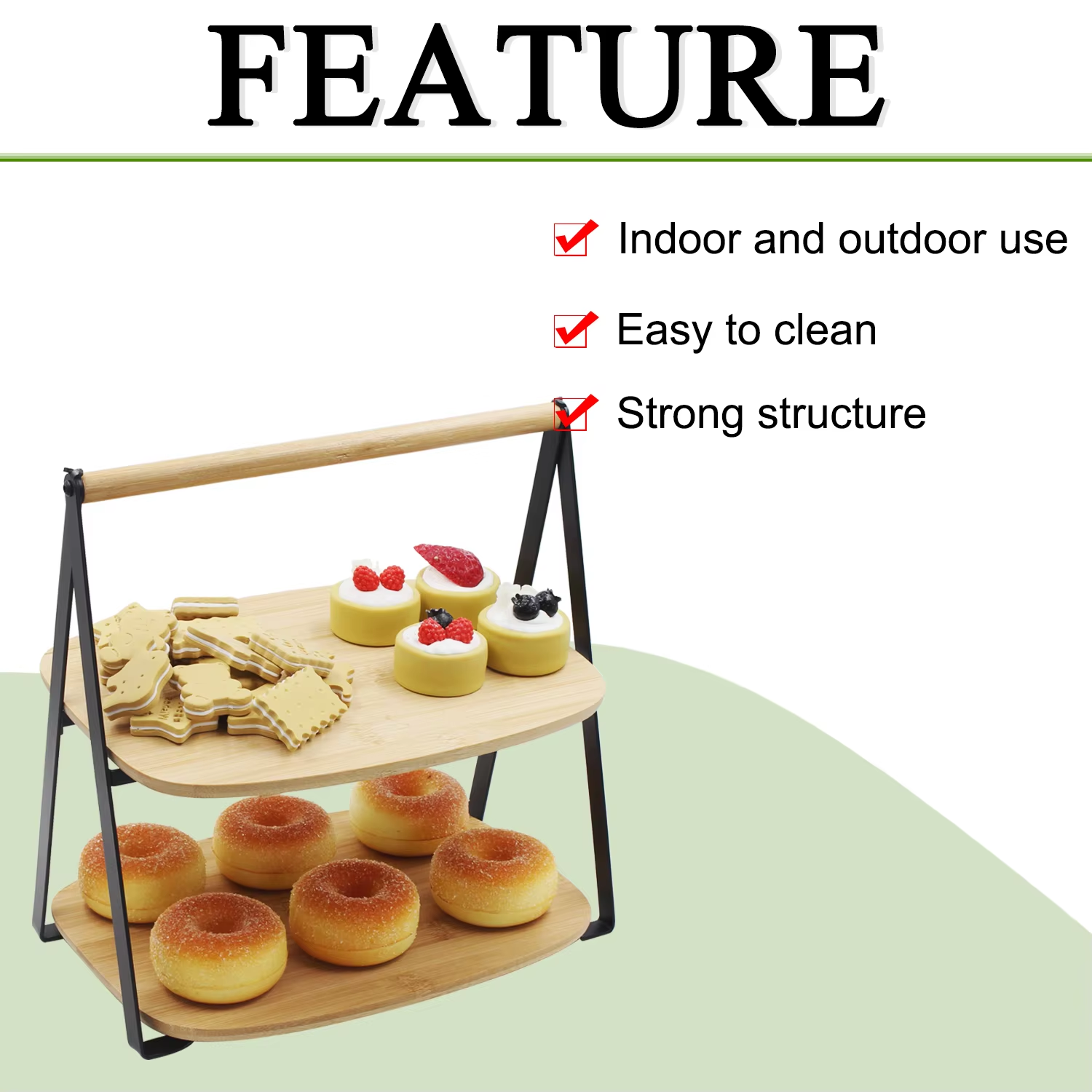 2-Tier Bamboo Serving Stand Modern Wood Display Cake Dessert Stand 14 2-Tier Bamboo Serving Stand Modern Wood Display Cake Dessert Stand