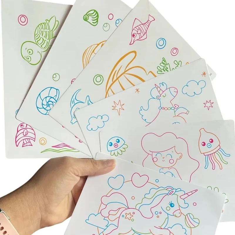 Unicorn 3D Magic Drawing Board With Led Backlight &Amp; 4 Neon Markers And Glasses