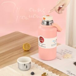 Stainless Steel Tumblers 316 Stainless Steelvacuum Insulated Cupportable Diagonal Travel Kettle With Handleoutdoor Large Capacity Sports Kettle Cups Color Pink Size 1500Ml