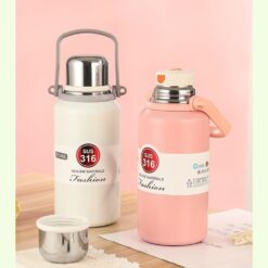 Stainless Steel Tumblers 316 Stainless Steelvacuum Insulated Cupportable Diagonal Travel Kettle With Handleoutdoor Large Capacity Sports Kettle Cups Color Pink Size 1500Ml