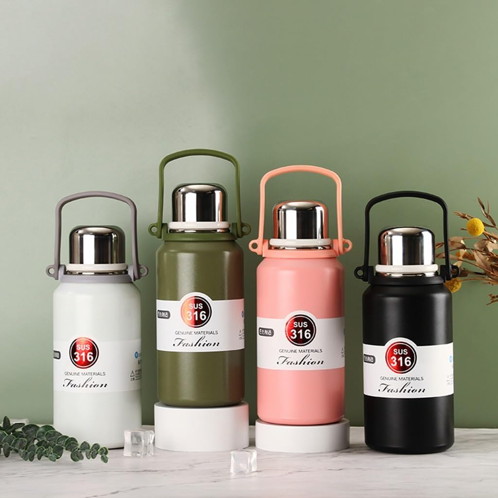 Stainless Steel Tumblers 316 Stainless Steelvacuum Insulated Cupportable Diagonal Travel Kettle With Handleoutdoor Large Capacity Sports Kettle Cups Color Pink Size 1500Ml