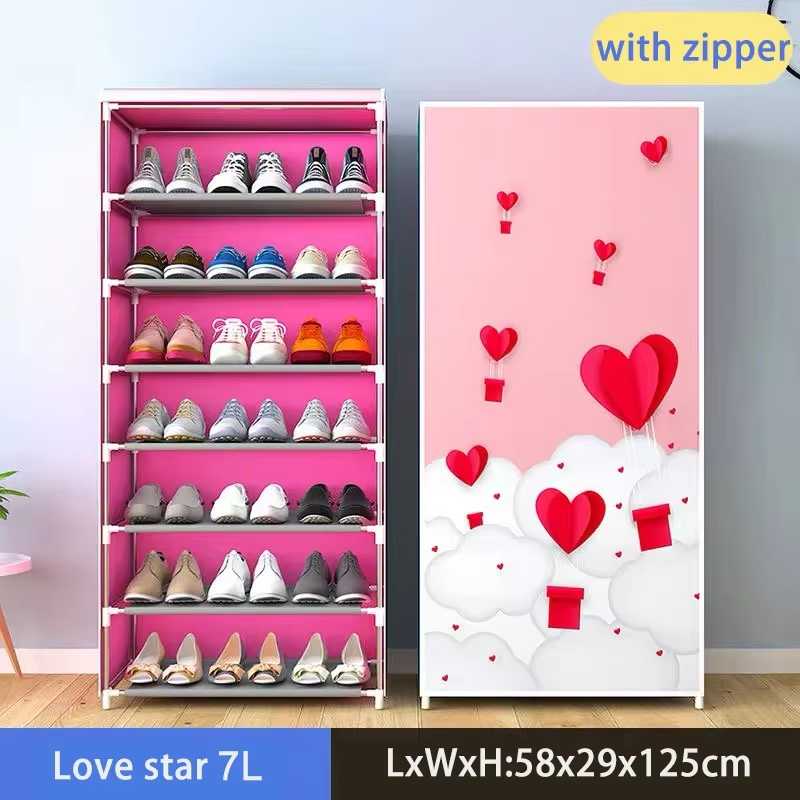7 Layer Wardrobe Zipper Cover Shoe Rack