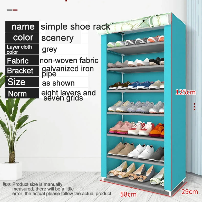 7 Layer Wardrobe Zipper Cover Shoe Rack