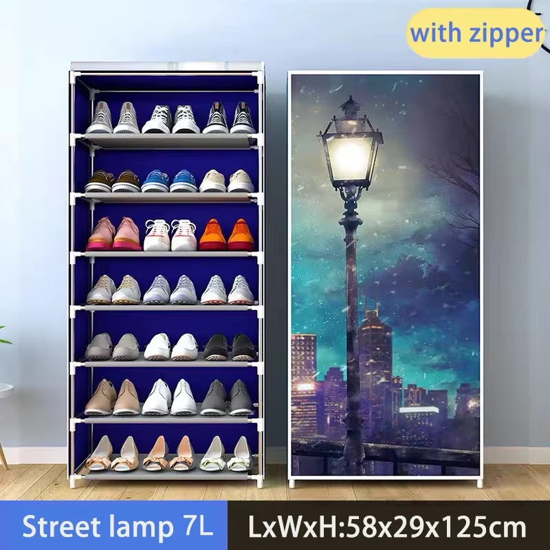 7 Layer Wardrobe Zipper Cover Shoe Rack