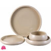 Bavary 24-Piece Chubby Curved Edge Dinner Set Beige