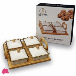 Heart &Amp; Square Shaped Ceramic Candy Tray With Beautiful Gold Rim