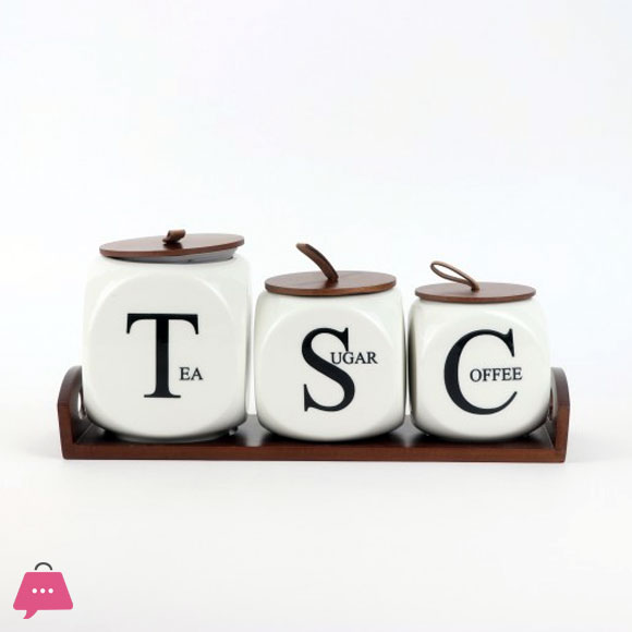 Modern Design Sugar Tea And Coffee Jar Set 4 Modern Design Sugar Tea And Coffee Jar Set - Image 2