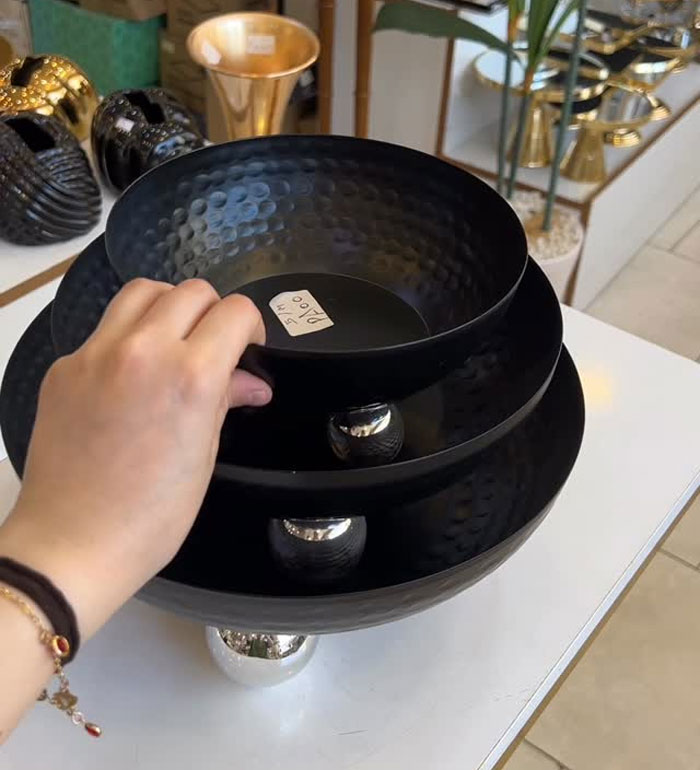 Modern Hammered Footed Bowl