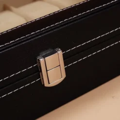 Classic Style Leather Watch Display Case Organizer Jewelry Storage Box With Glass Top For Men Multiple Slots Available