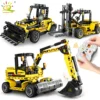 Huiqibao Toysbulldozer Dump Truck Building Blocks Set For Children Engineering Toys City Construction Bricks Car Kids Gift