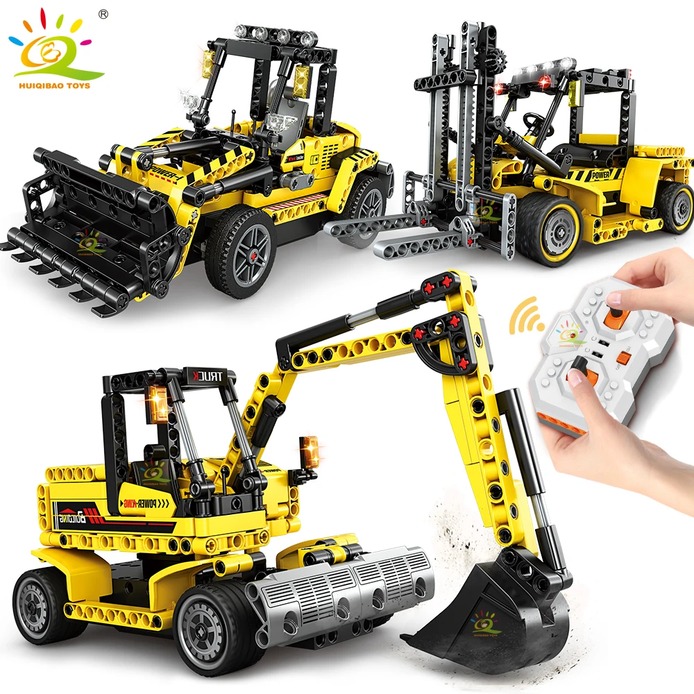 Huiqibao Toysbulldozer Dump Truck Building Blocks Set For Children Engineering Toys City Construction Bricks Car Kids Gift