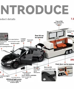 1:24 Scale Tesla Model 3 Trailer Rv Model Children'S Toy Car With Sound And Light 39 124 Model 3 Alloy Trailer Rv Model Childrens Toy Car With Sound And Light Collection Ornaments For Boys Gifts