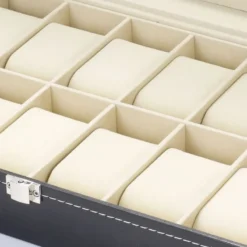 Classic Style Leather Watch Display Case Organizer Jewelry Storage Box With Glass Top For Men Multiple Slots Available