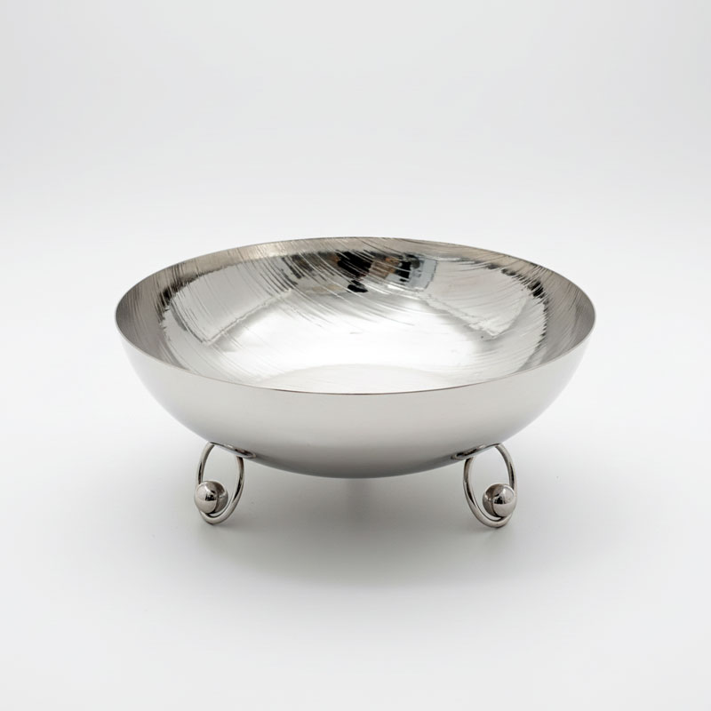 Silver Toned Hammered Metal Footed Bowl 6 Silver Toned Hammered Metal Footed Bowl